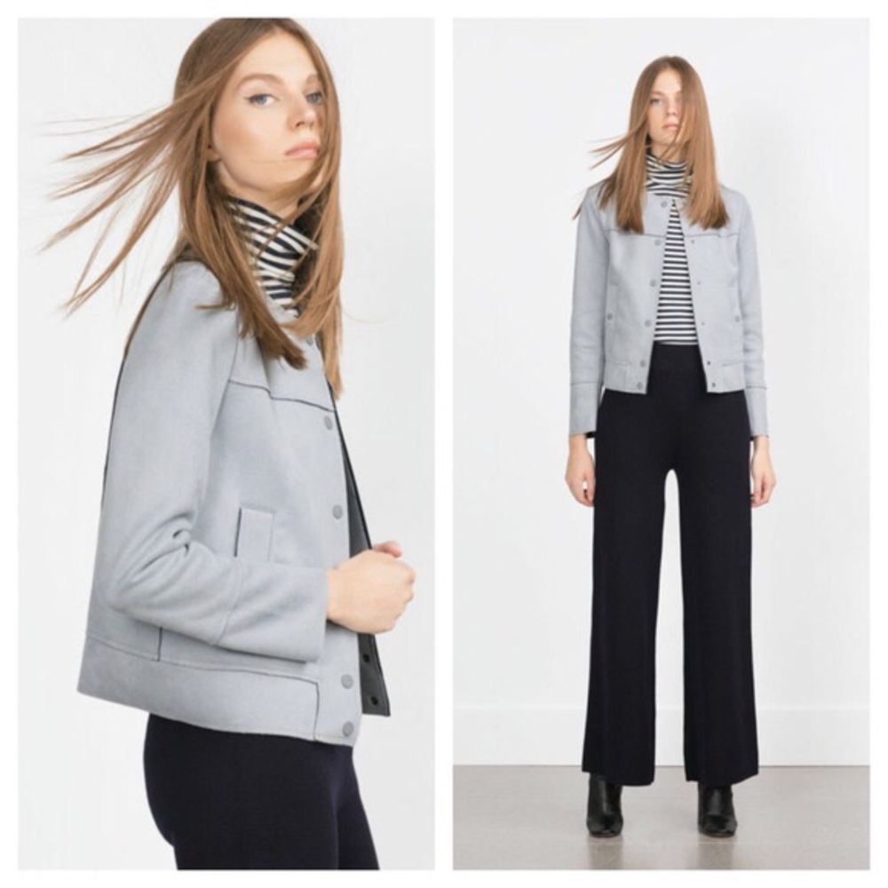 Light Blue Faux Suede Jacket